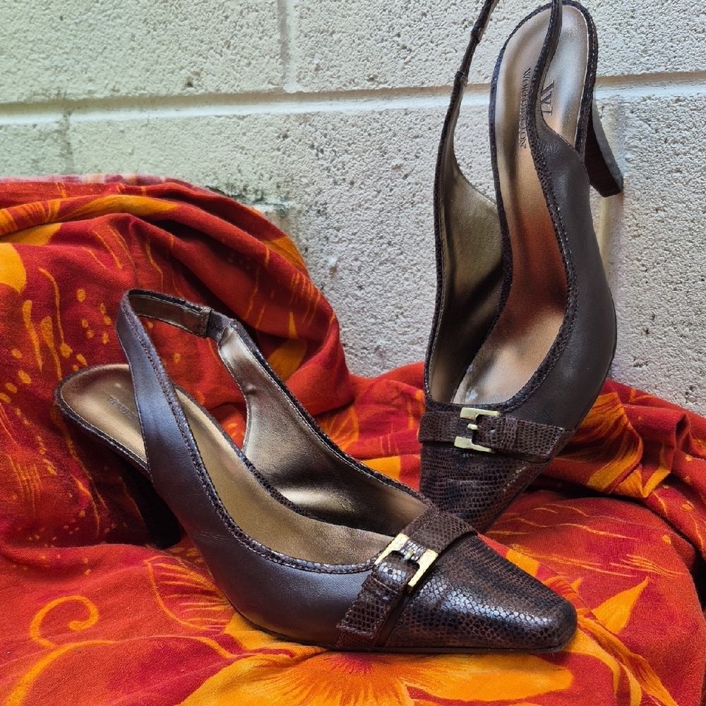 Chic Brown Slingback Heels